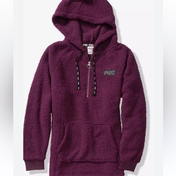 PINK Victoria's Secret Tops - PINK Sherpa Half Zip Hoodie